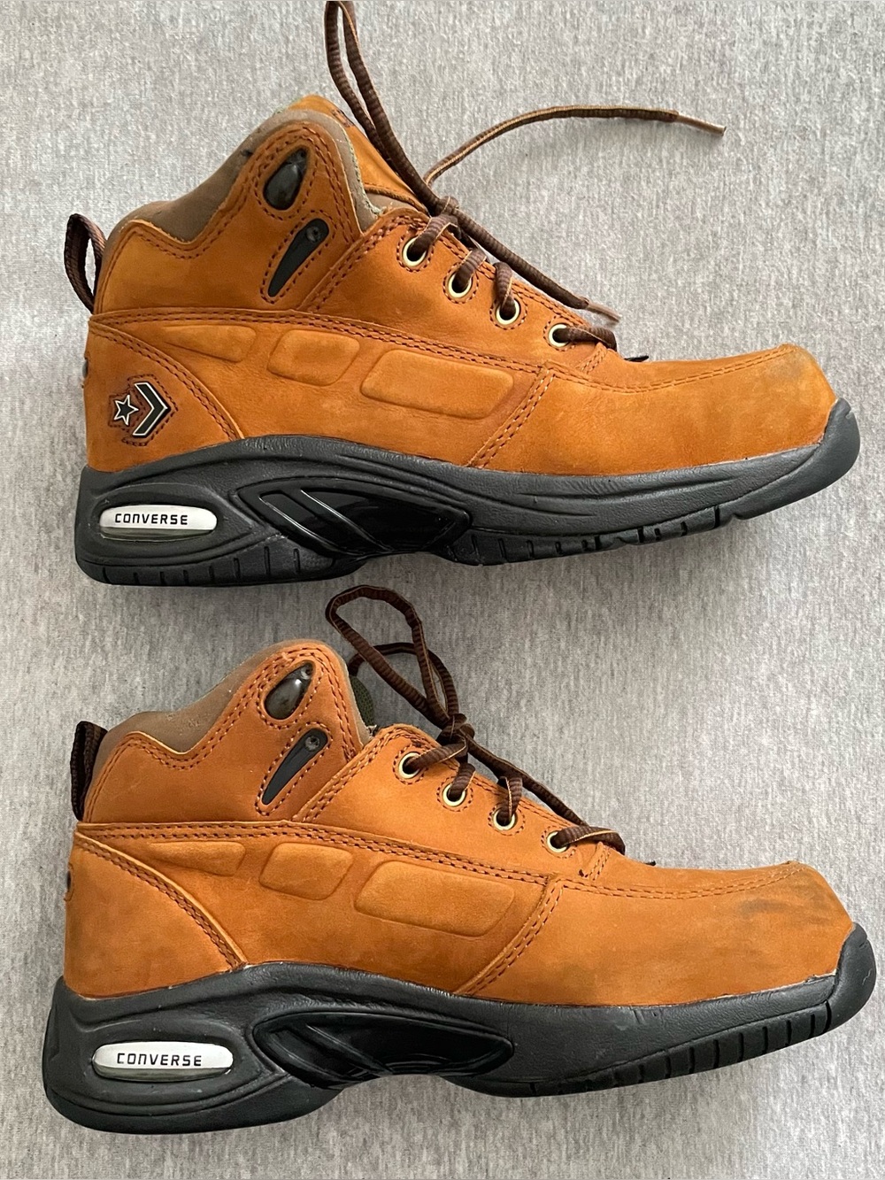 Converse Unisex Brown Leather Mid-Top Steel Toe Work Boots Men Sz6.5 Women Sz8.5